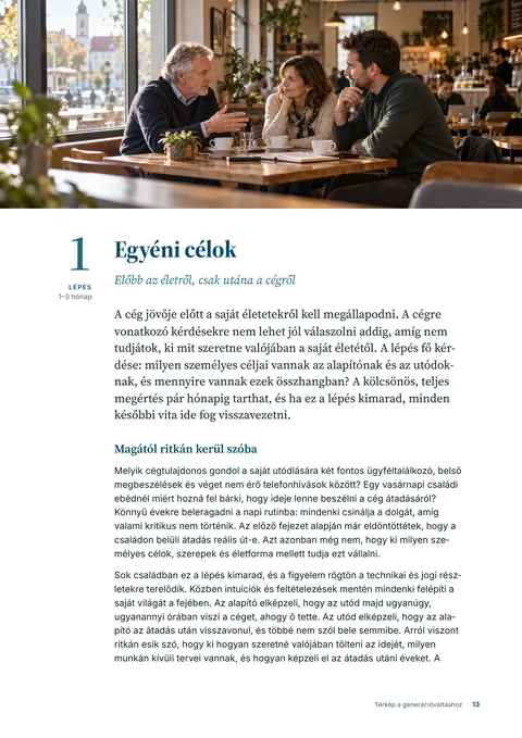 Az útmutató 13. oldala: az 1. lépés nyitóoldala